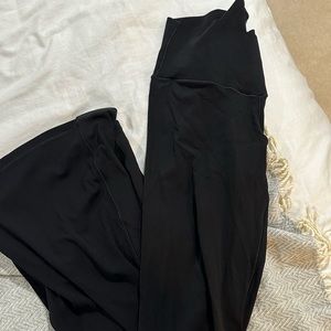 crossover waist flared leggings